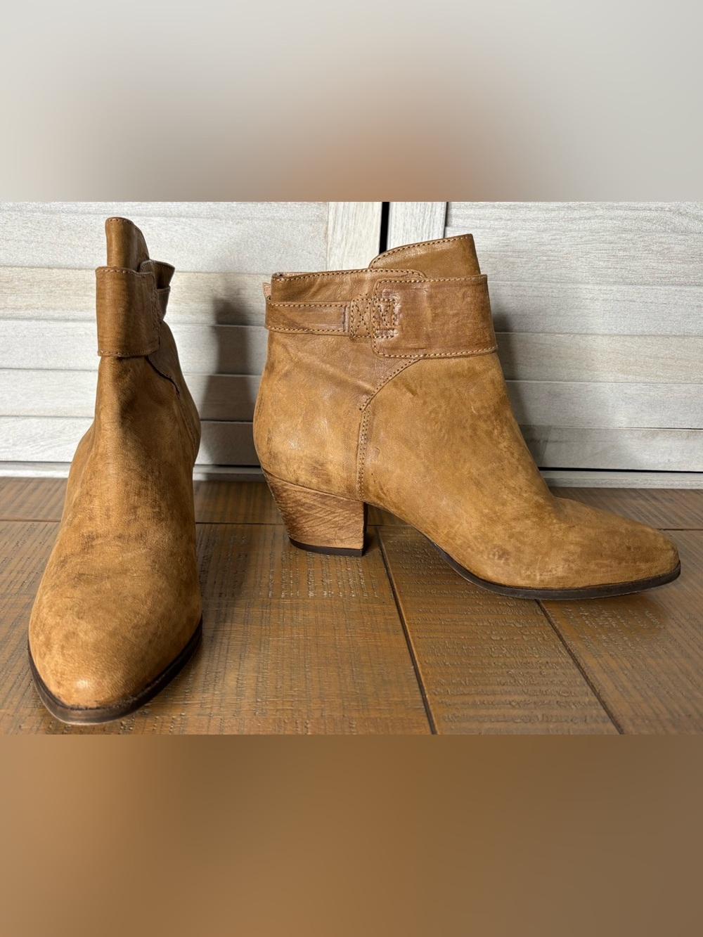 Free People Belleville Distressed Leather Cutout Ankle Boots Size 38 US 7.5